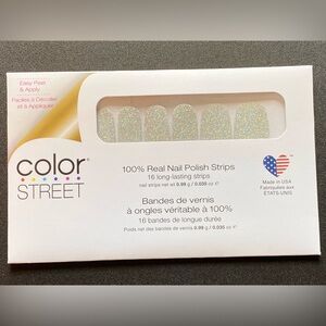 Color Street Nail Polish Strips - White/Sliver Sparkle- New